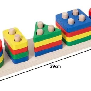 BUYZY™ 5 Column Wooden Shape Sorter | Colour Recognition Busy Game for Toddlers | Wooden Toy for Kids Boys & Girls 6 Months to 5 Years | Birthday & Return Gift Idea